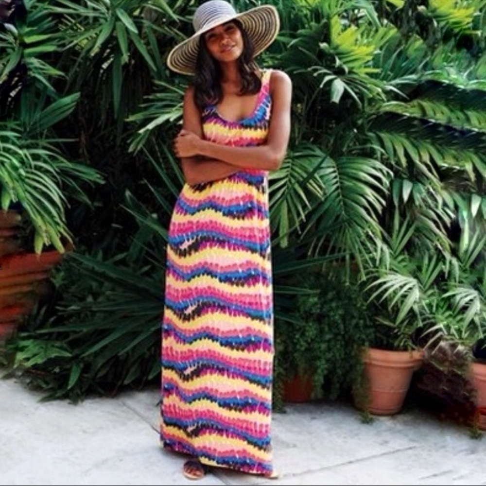 Boden Maya multicolored maxi dress sleeveless tank dress sz 8R